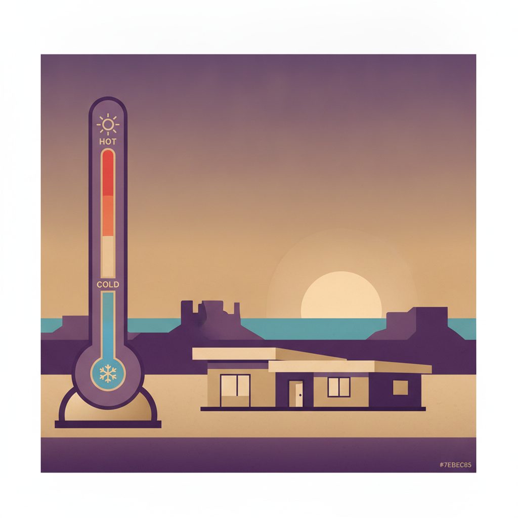 Illustration of a West Texas home showing the region's extreme day-night temperature swings