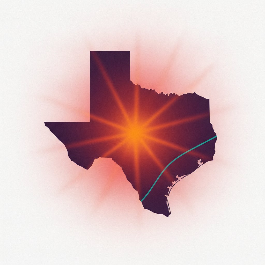 Stylized illustration of West Texas glowing with summer heat, representing the Seminole, Andrews, Lubbock, Midland and Odessa service area