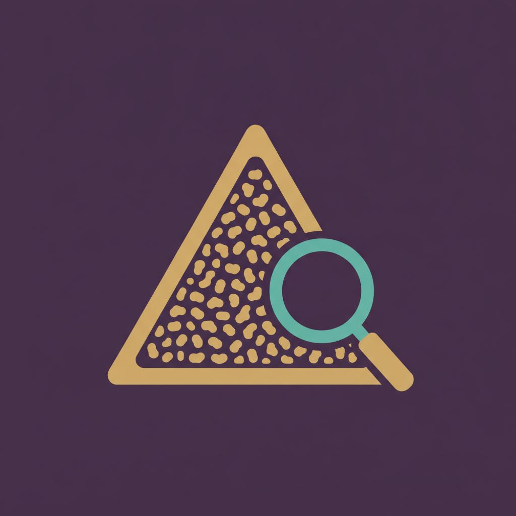 Warning icon illustration representing loose granular vermiculite insulation material requiring professional testing