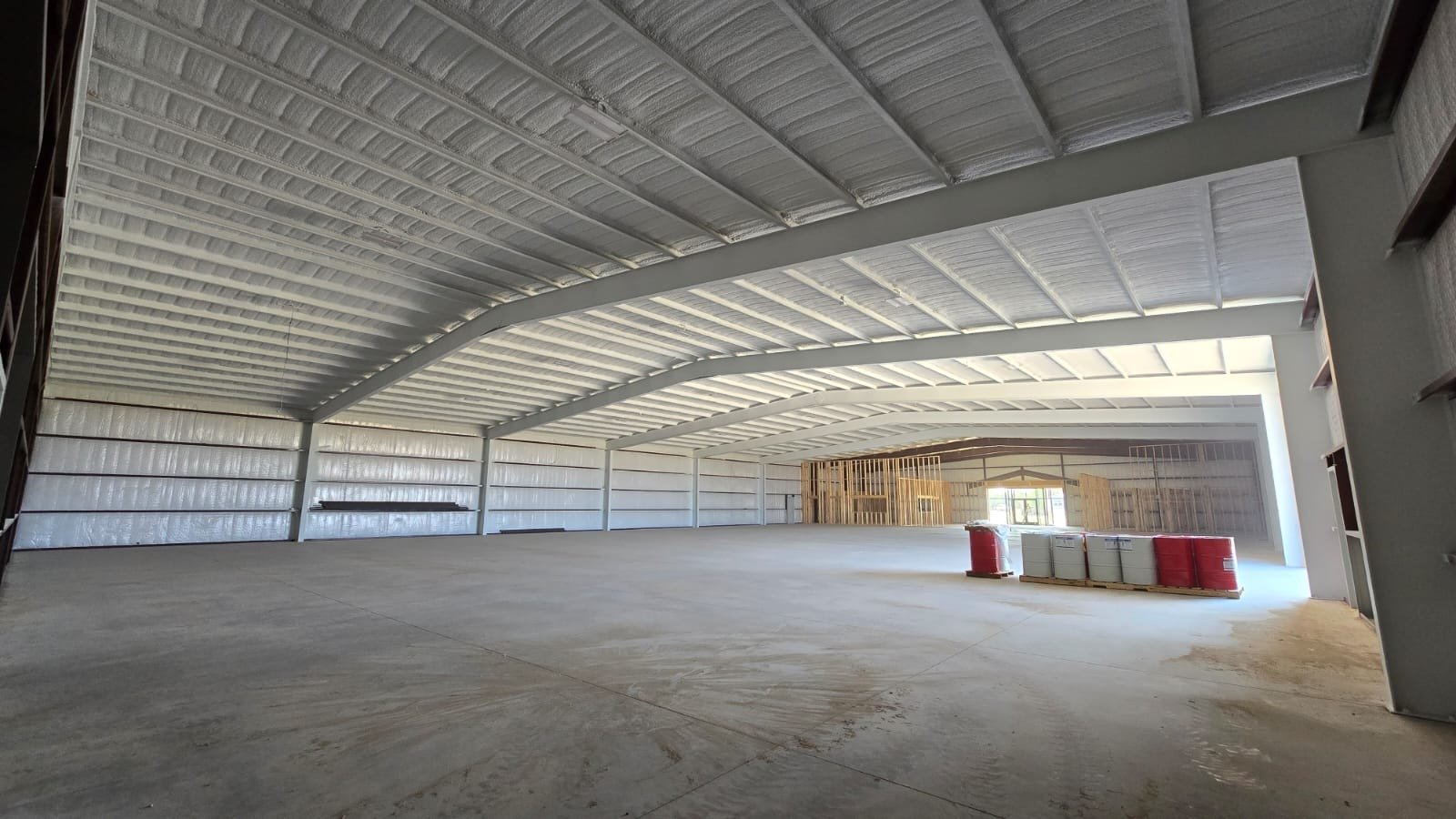 Pole barn spray foam insulation in progress — Desert Spray Foaming