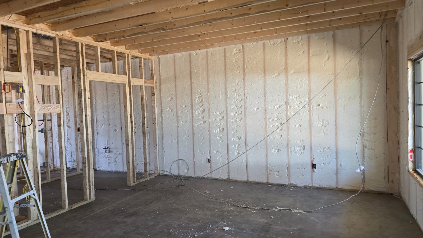 Pole barn spray foam insulation in progress — Desert Spray Foaming