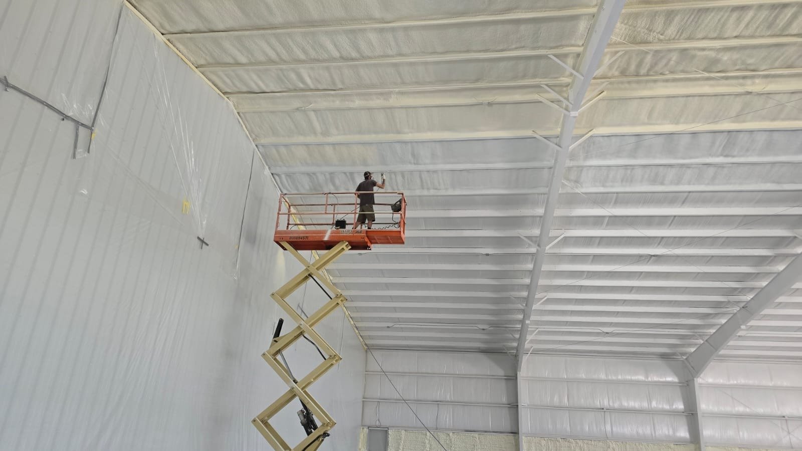 Pole barn spray foam insulation in progress — Desert Spray Foaming