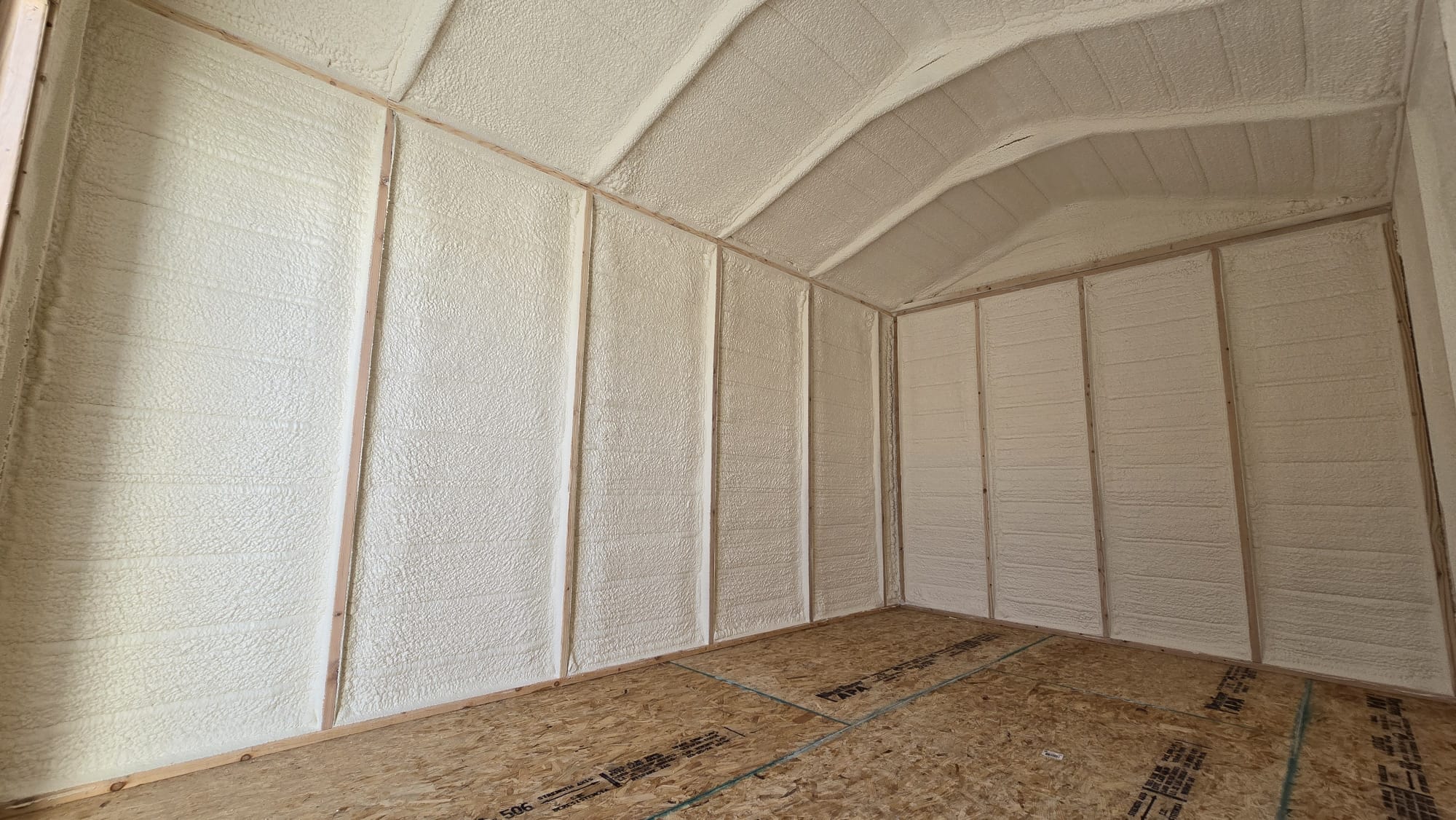 Metal building interior after spray foam insulation — Desert Spray Foaming