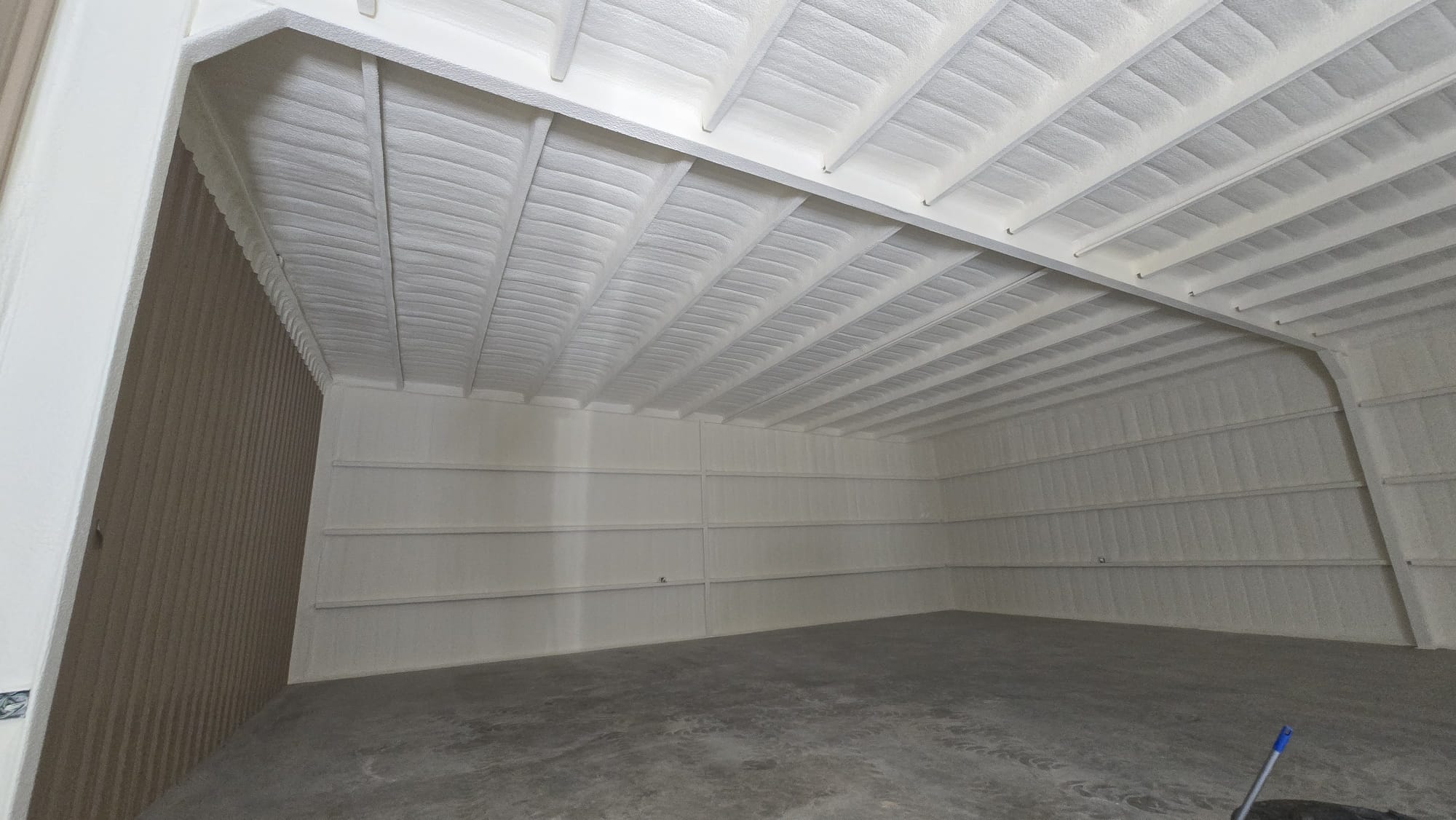 Pole barn spray foam insulation in progress — Desert Spray Foaming