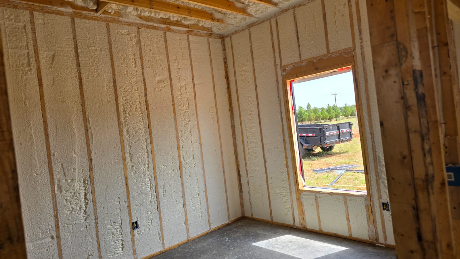 Pole barn spray foam insulation in progress — Desert Spray Foaming